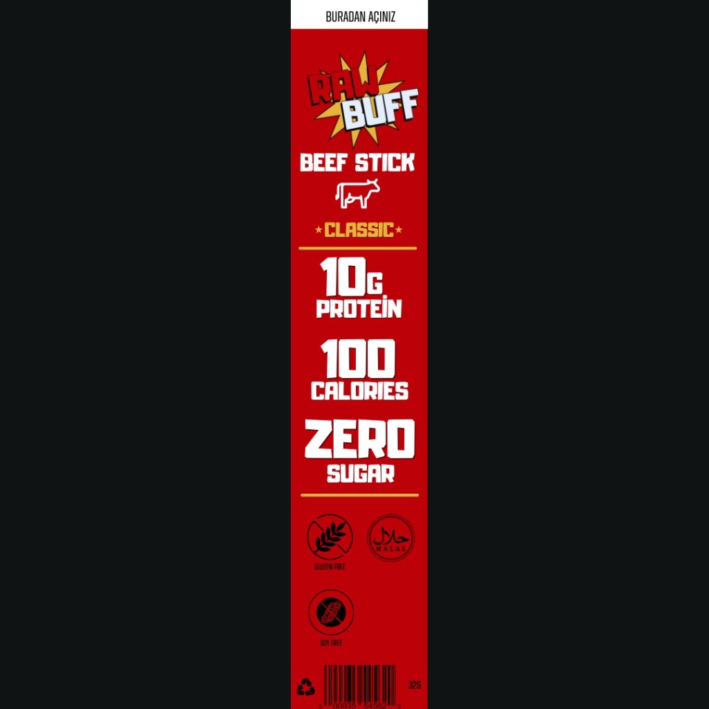 Raw Buff Smoky BBQ Beef Stick ambalajı